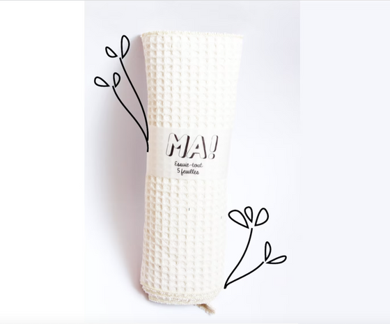 Essuie-tout nid d'abeilles avec pressions x5