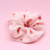 Chouchou cheveux tissu double gaze broderie coeurs
