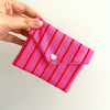 Pochette à savon - rose rayures rouges