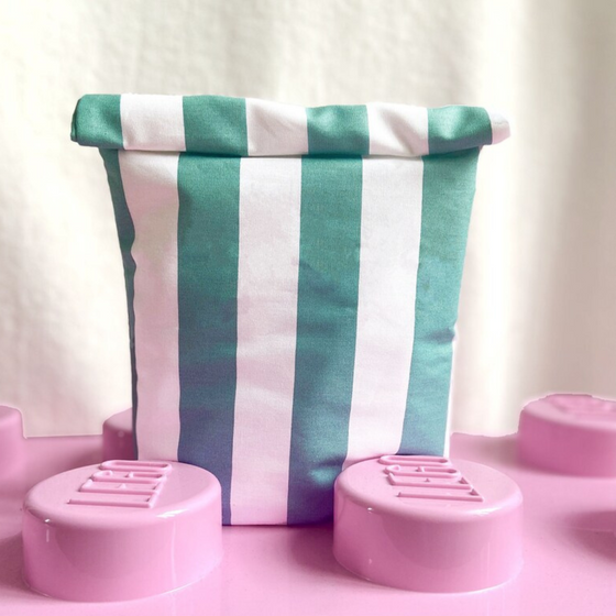 Mini lunch bag, imperméable, rayures vertes
