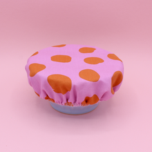  Charlotte couvre plat - tissu enduit - rose pois oranges