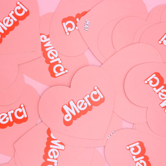 Lot de 5 cartes Merci - coeur