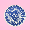 Plateau rond - feuilles bleu - wrap