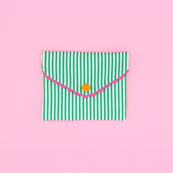 Pochette à savon rayures vertes