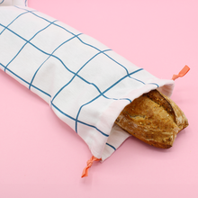  Sac à baguette en coton épais - carreaux bleus