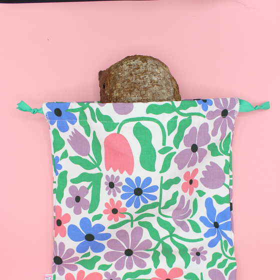 Sac à pain - fleurs naives